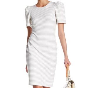 Calvin Klein Short Puff Sleeve Striped Dress